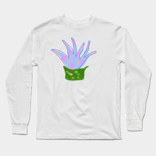 Blue pink letus cactus Watercolor art Long Sleeve T-Shirt